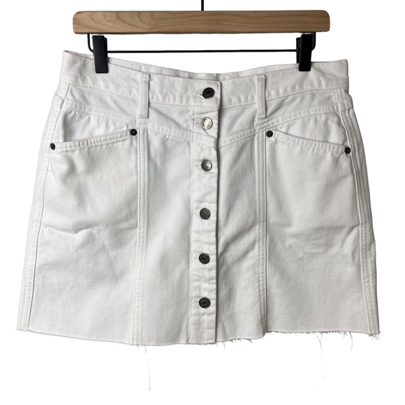 Rails The Canyon Button Front Mini Denim Skirt White Size 31 A Line Raw Edge - Picture 3 of 8